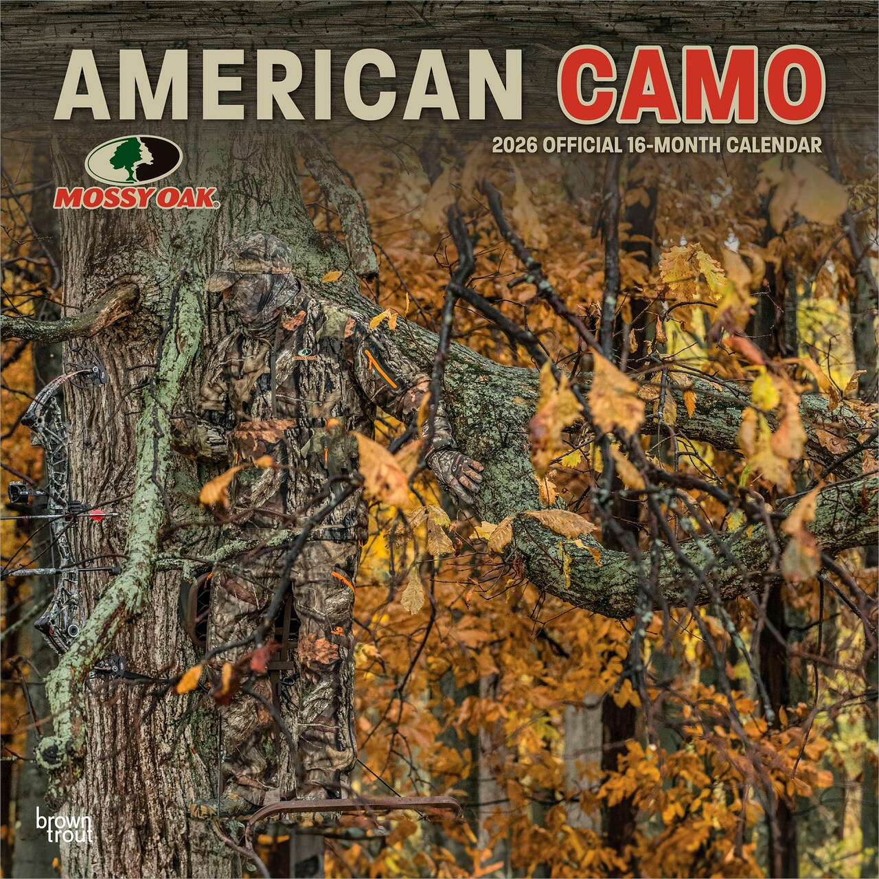 Mossy Oak American Camo OFFICIAL | 2026 12 x 24 Inch (Hanging) Monthly Square Wall Calendar | Plastic-Free